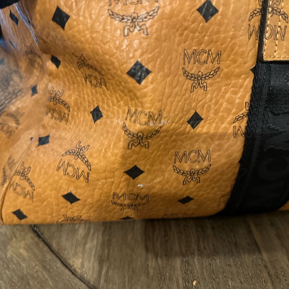 MCM Tan and Black Duffel Bag with Monogram Design - Picture 6 of 14
